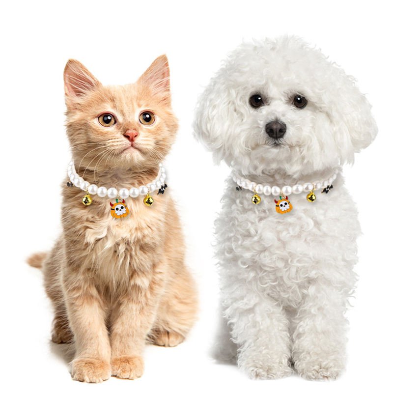 Aksesori Haiwan Peliharaan Baharu – Kalung Anjing & Kucing Imitasi Mutiara