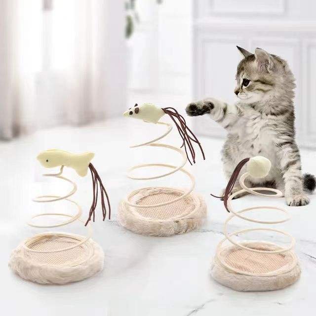 Mainan Interaktif Haiwan Peliharaan – Mainan Gigitan Kucing & Anjing (Linen + Bulu + Batang Logam)